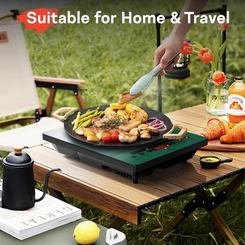 Traenvir Single Burner Electric Cooktop, Portable Ceramic Stove 1800W, One Burner Electric Cooktop with Touch Control, Child Safety Lock, 4 Hour Timer, Overheat Protection, 110V-120V Plug in, Green - Image 5